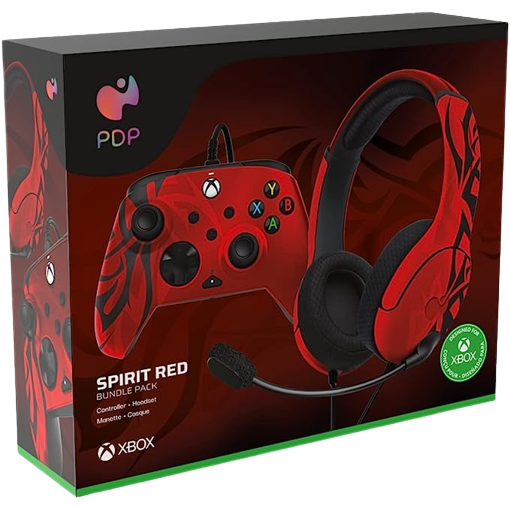PDP Rematch Wired Controller and Airlite Wired Headset Bundle - Spirit Red