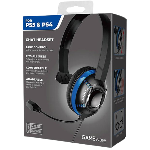Gameware PlayStation 4 Chat Single Ear Headset - Black / Blue