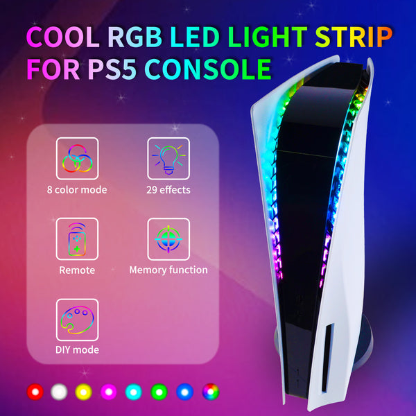 ExtremeRate RGB LED Light Strip with IR Remote for PS5 Console