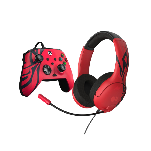 PDP Rematch Wired Controller and Airlite Wired Headset Bundle - Spirit Red