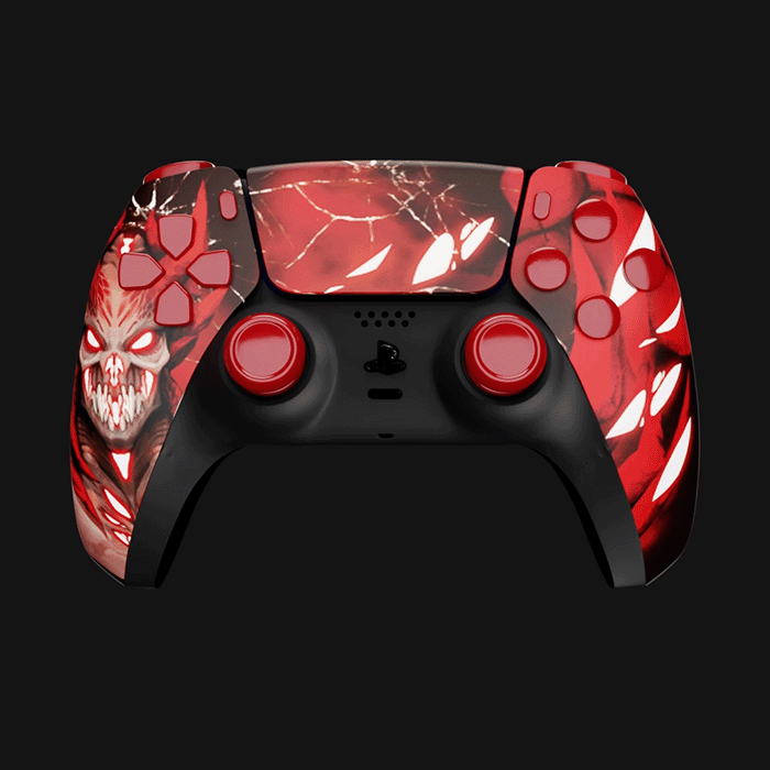 Marauder Edition Custom PS5 Controller. Front View. Interchanging Glow.