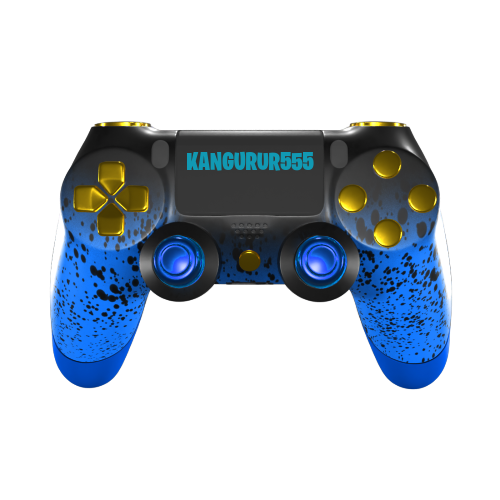 Create your Own PS4 controller - 3D blue shadow with Chrome Gold buttons
