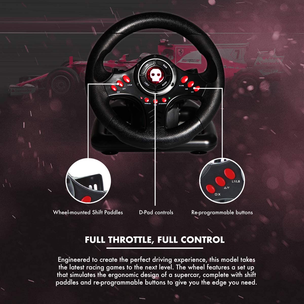 give prototype maskulinitet Numskull Multi Format Racing Wheel with Pedals For PlayStation & Xbox